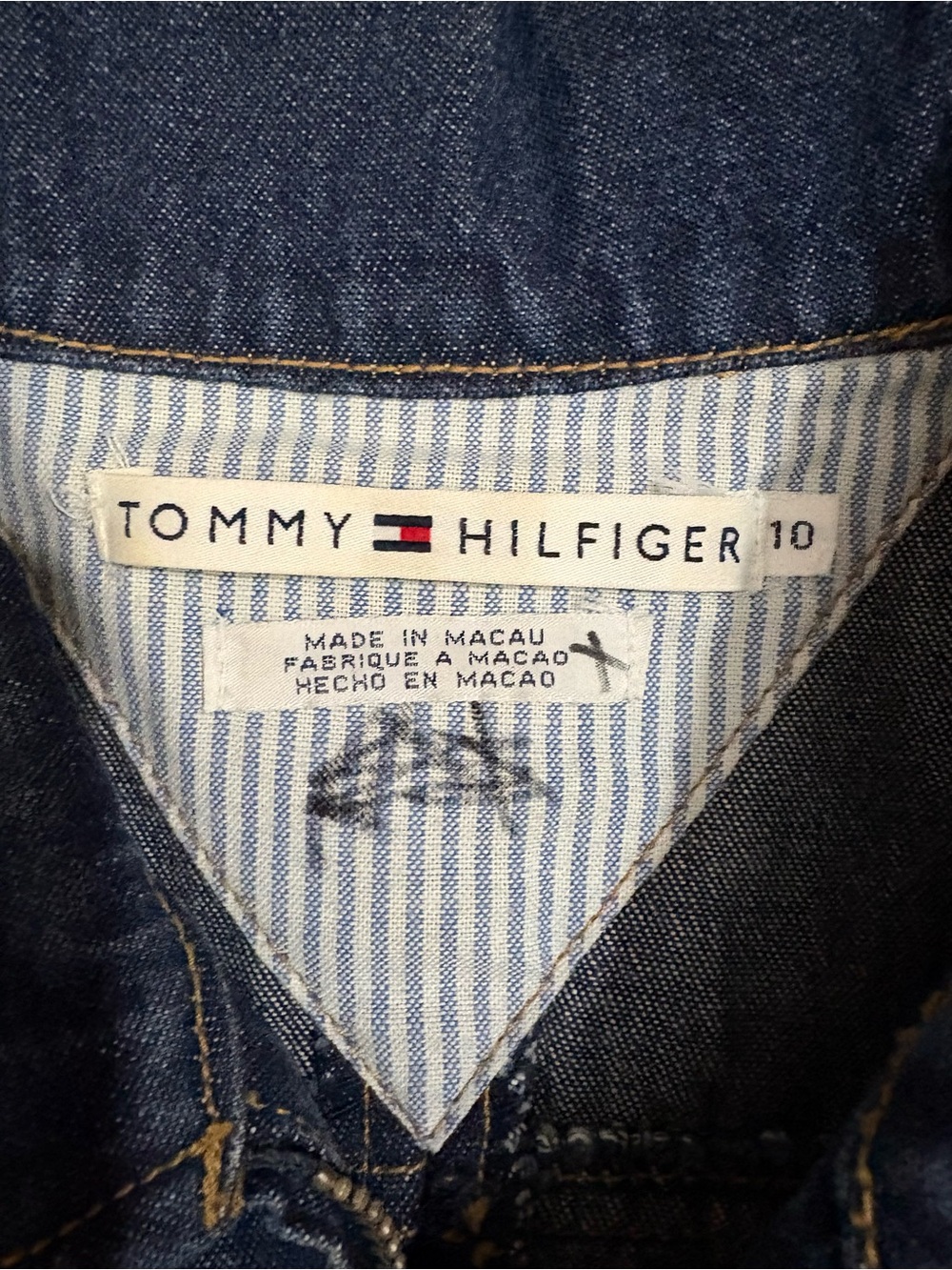 Vtg Y2K Tommy Hilfiger 1/4 Zip Dress Size 10 Denim A-Line Short Sleeve Dark Wash - Picture 5 of 10